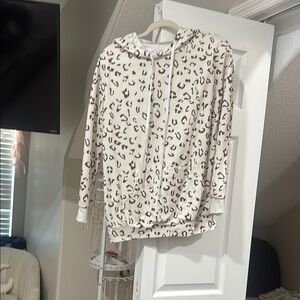 SHEIN Leopard Print Hoodie - Cream and Black